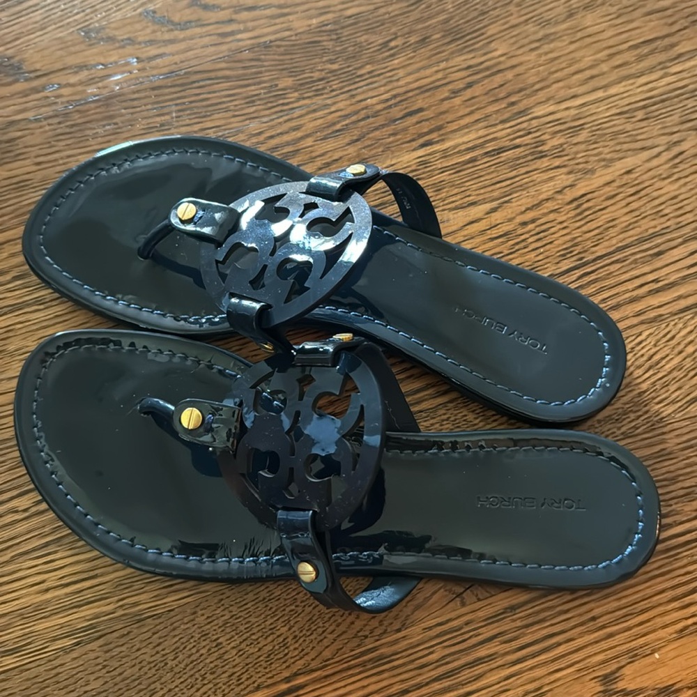 Dark Navy Patent Leather Tory Burch Sandals